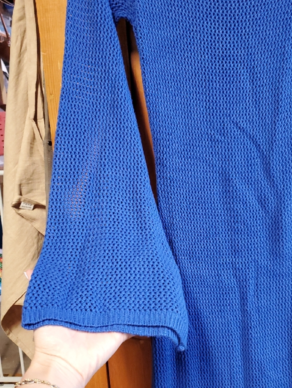 Seven Wonders Long Sleeve Royal Blue Knit Backless Dress - Picture 3 of 6